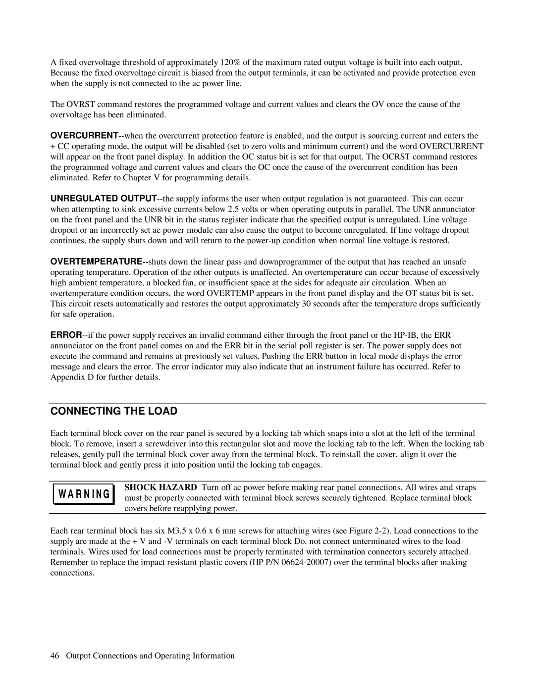 HP 6624A, 6623A, 6621A manual Connecting the Load 