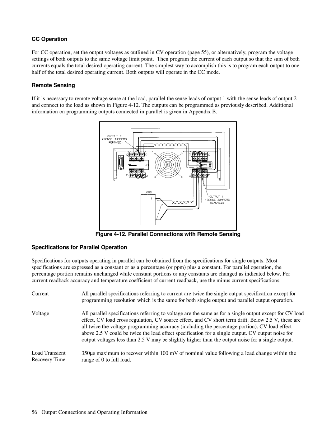 HP 6621A, 6623A, 6624A manual CC Operation, Remote Sensing 