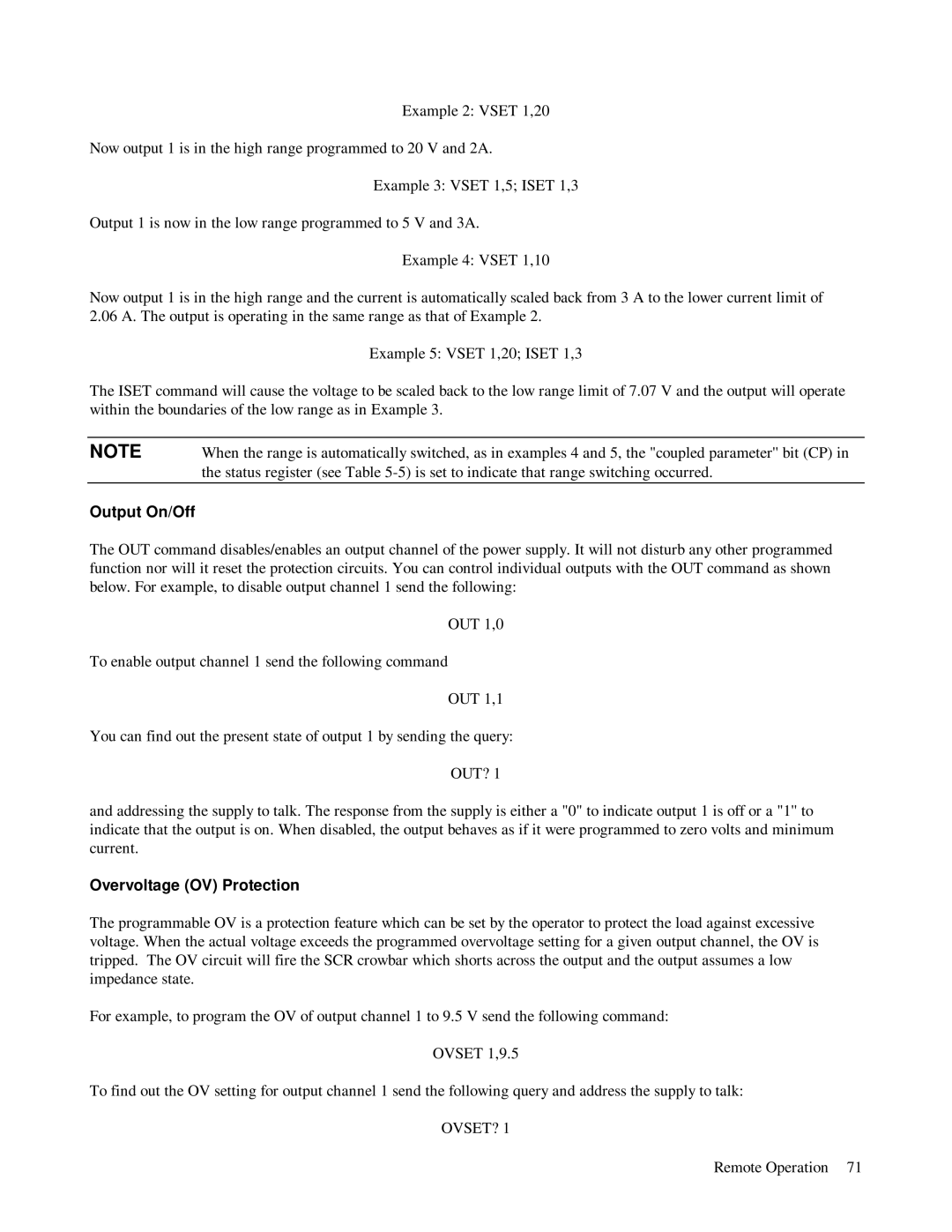 HP 6621A, 6623A, 6624A manual Output On/Off, Overvoltage OV Protection, Ovset? 