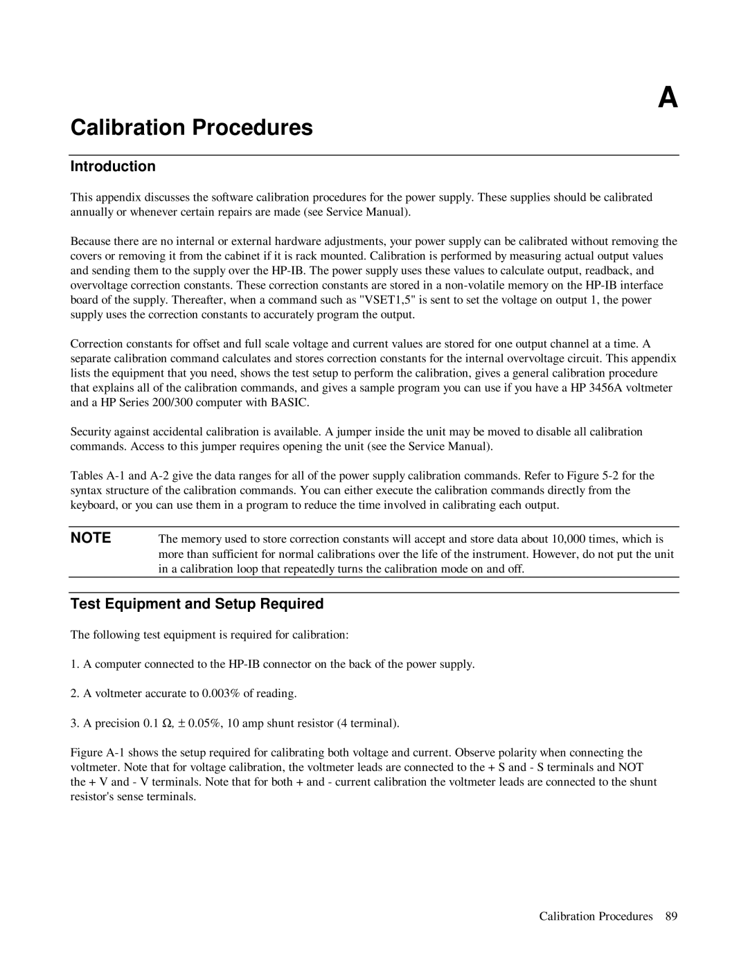 HP 6621A, 6623A, 6624A manual Calibration Procedures, Test Equipment and Setup Required 