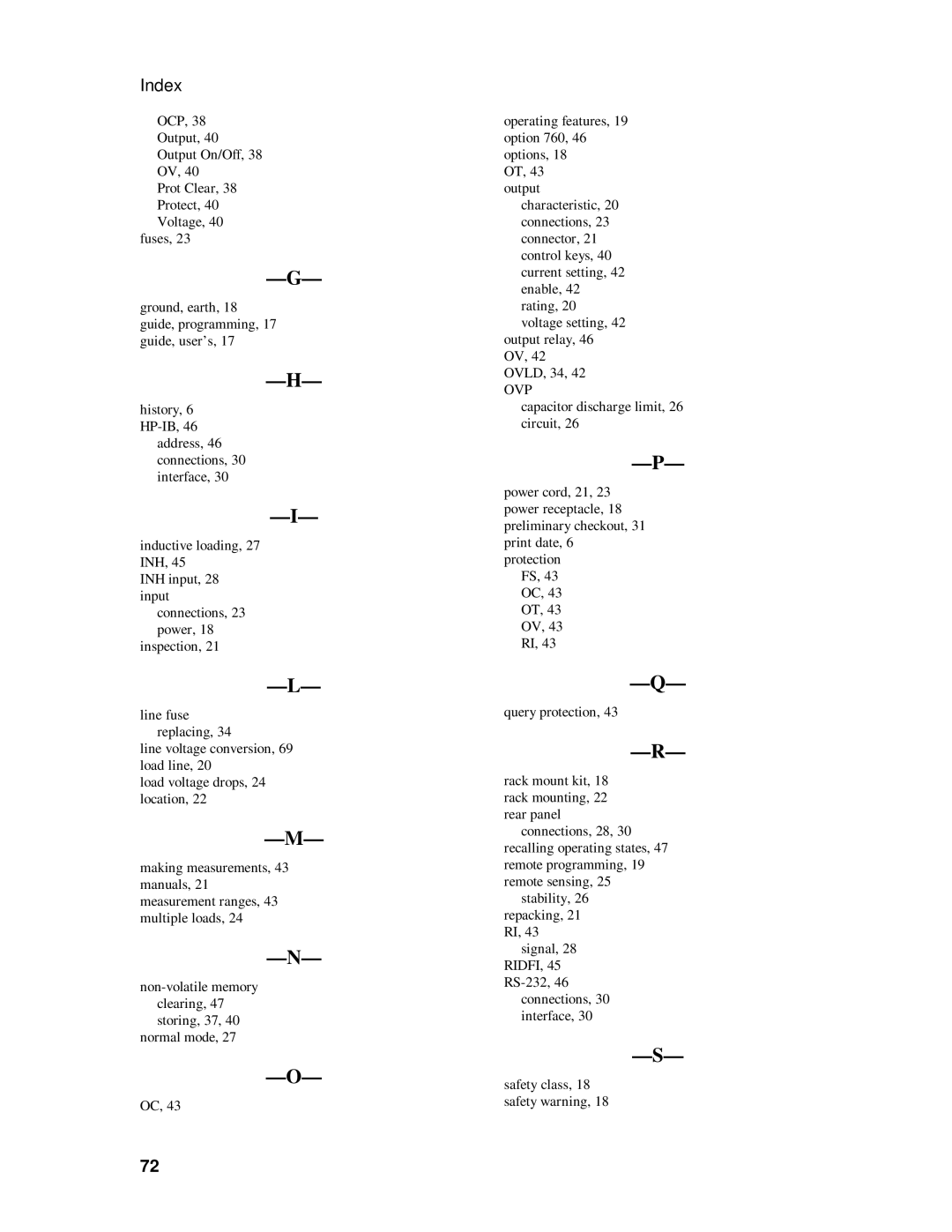 HP 6633B, 6632B, 6631B, 6634B manual Index 