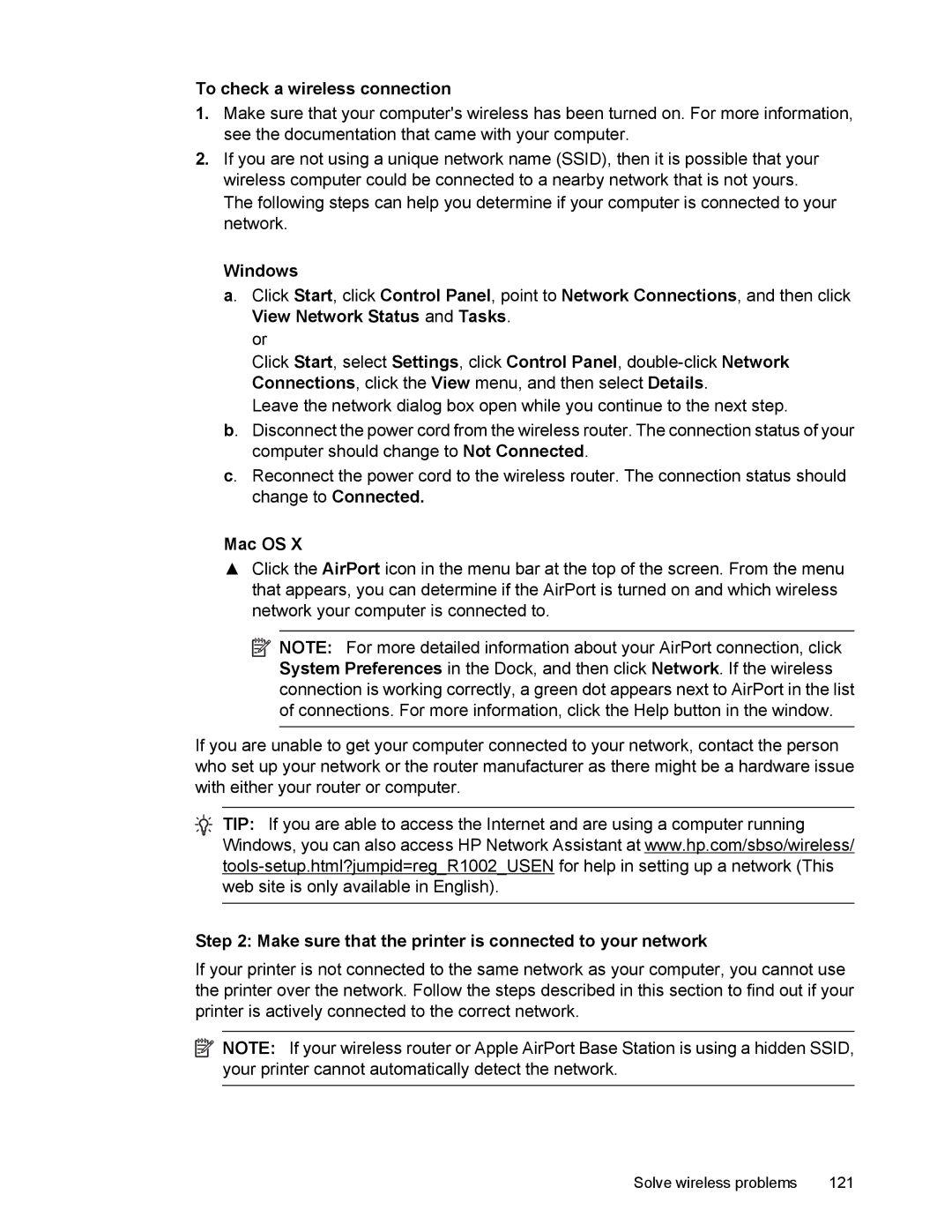 HP 6700 manual To check a wireless connection, Make sure that the printer is connected to your network 