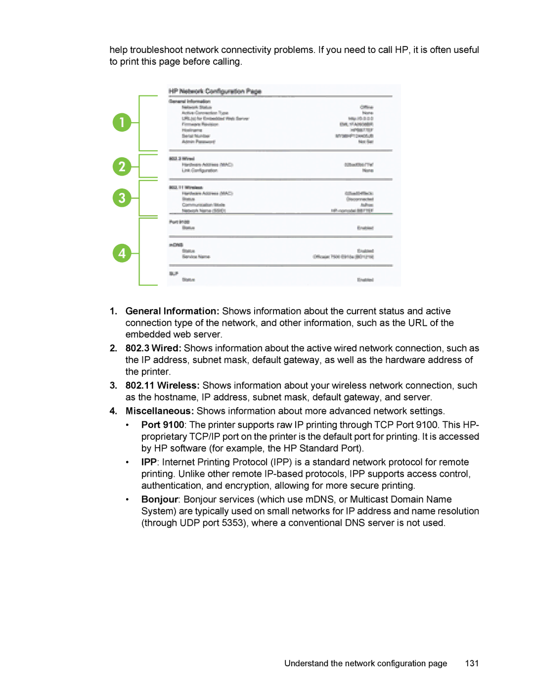 HP 6700 manual Understand the network configuration 131 