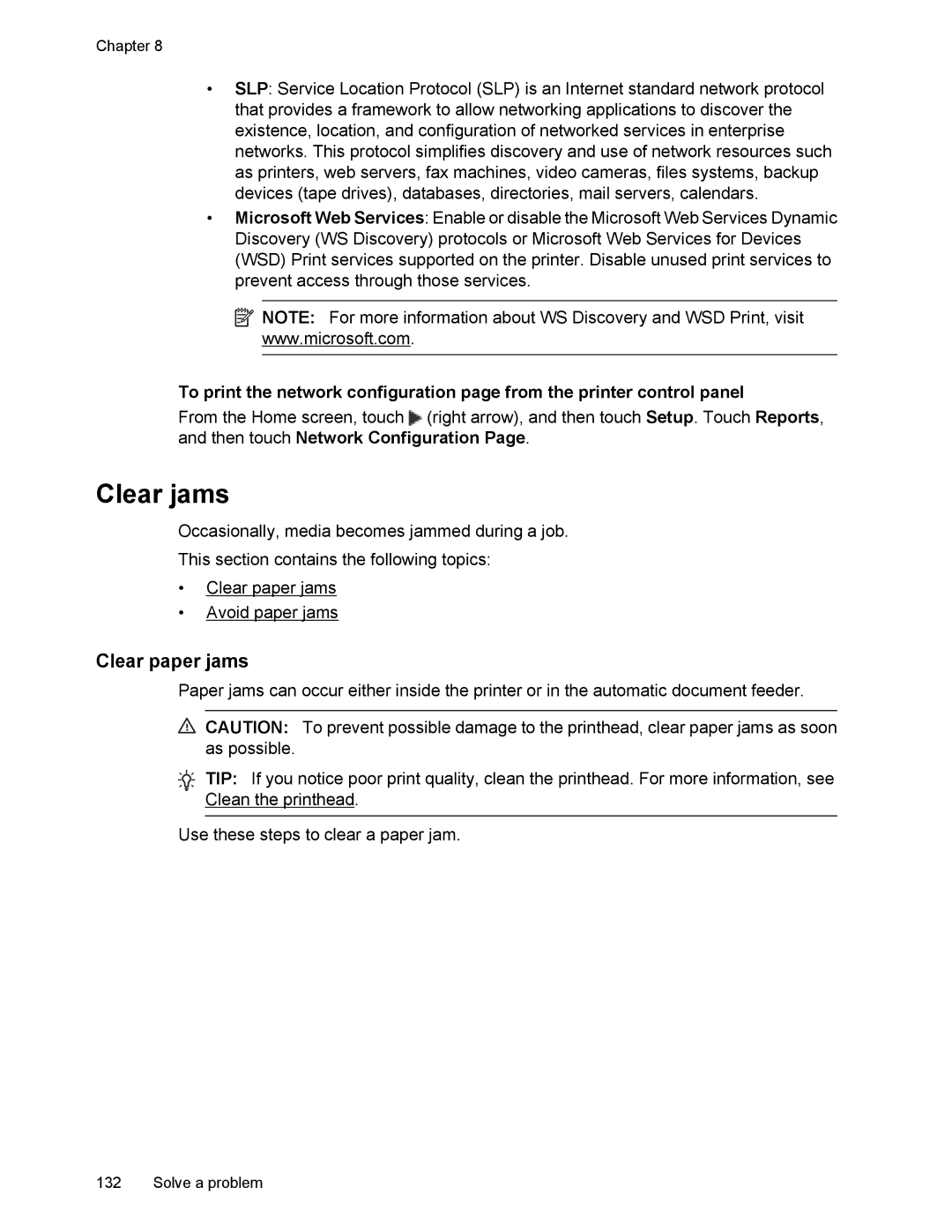 HP 6700 manual Clear jams, Clear paper jams 