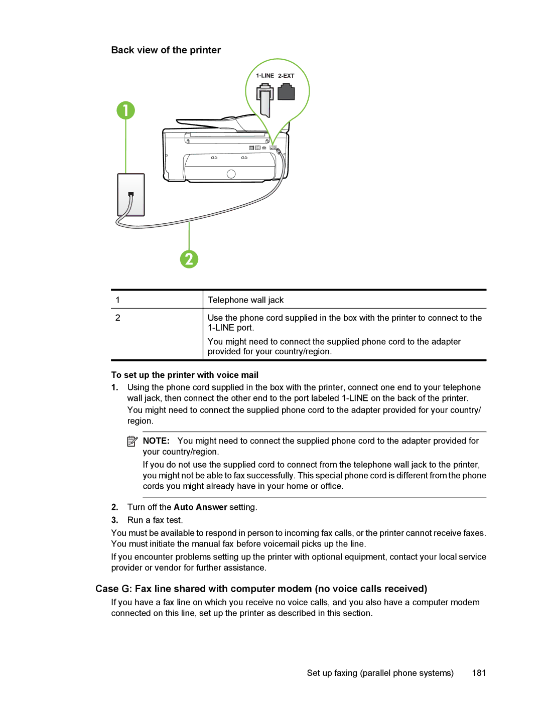 HP 6700 manual To set up the printer with voice mail 