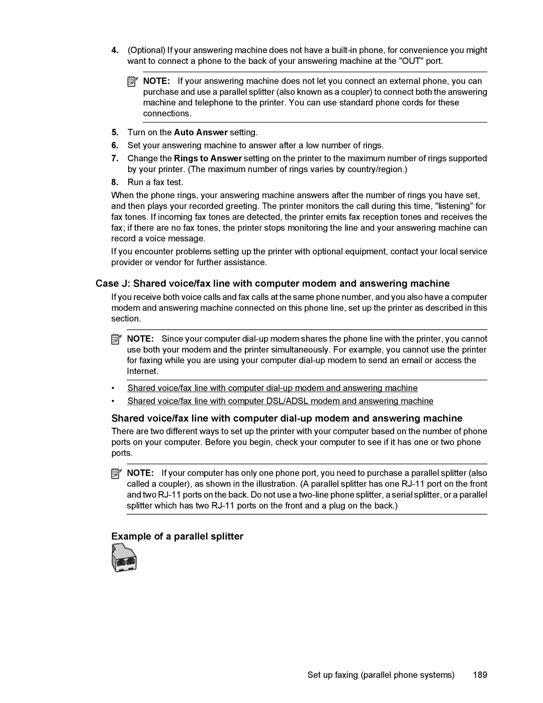 HP 6700 manual Set up faxing parallel phone systems 189 