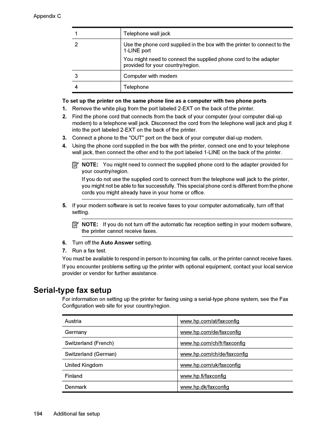 HP 6700 manual Serial-type fax setup 