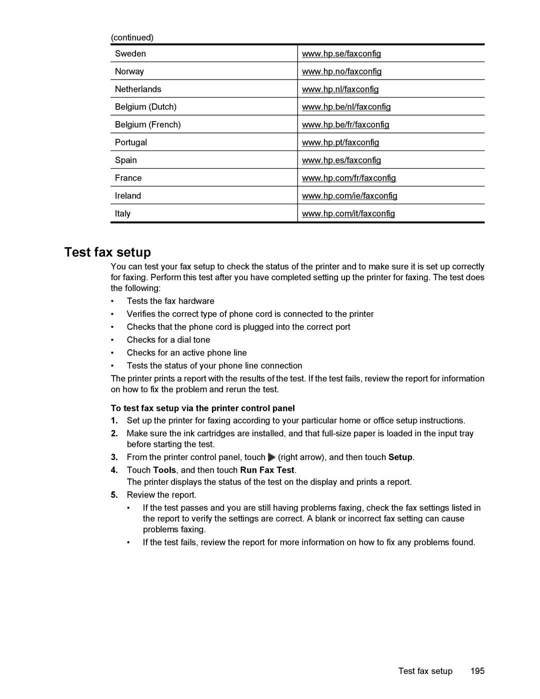 HP 6700 manual Test fax setup, To test fax setup via the printer control panel 