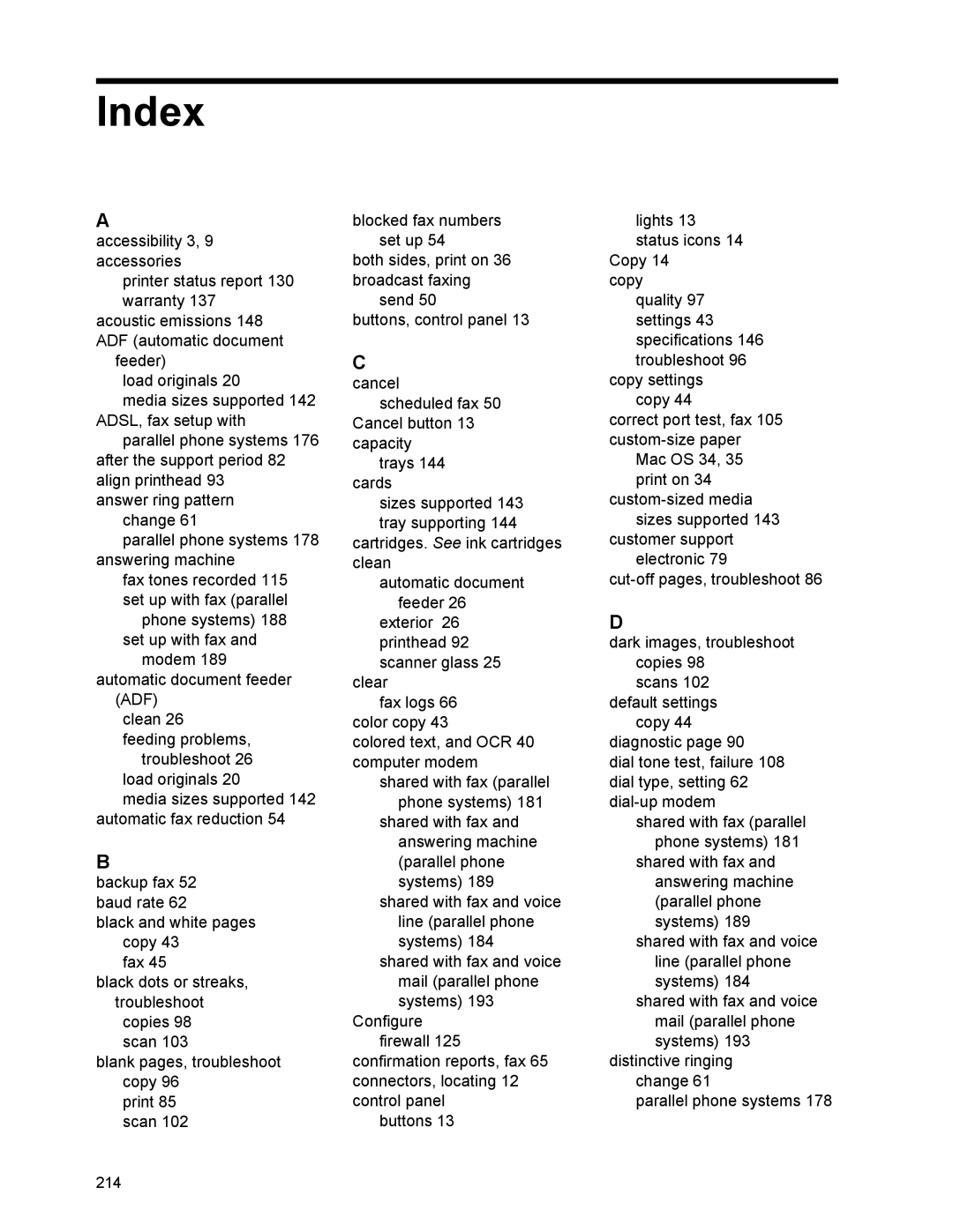 HP 6700 manual Index 