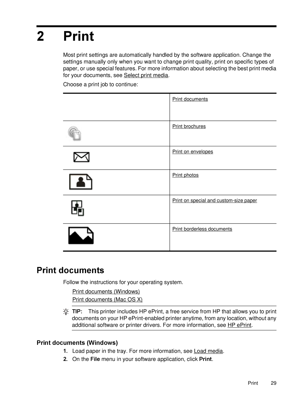 HP 6700 manual Print documents Windows 