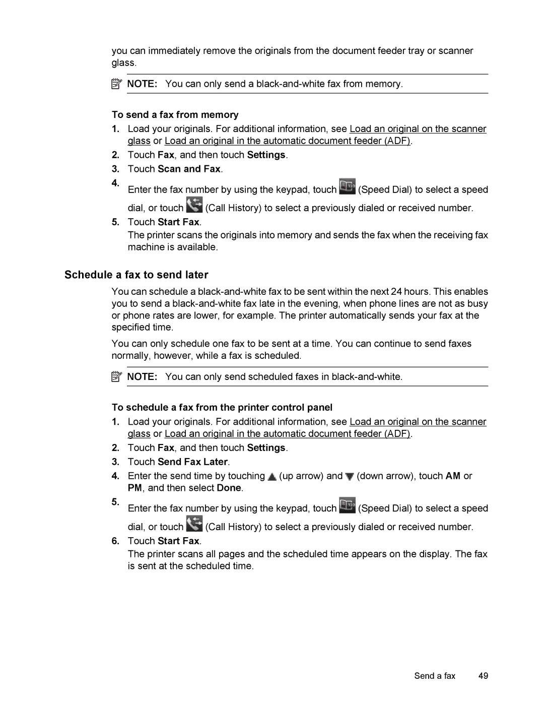 HP 6700 manual Schedule a fax to send later 