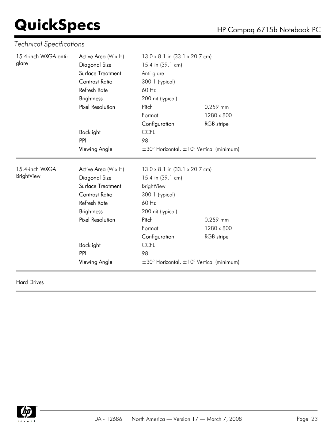 HP 6715B manual QuickSpecs 