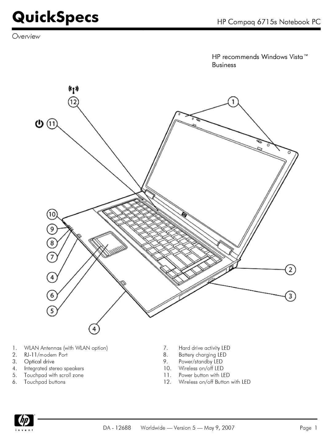 HP 6715s manual QuickSpecs, Overview 