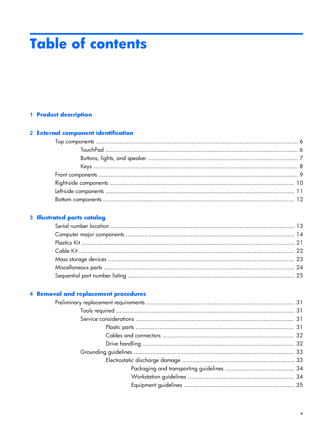 HP 6720R manual Table of contents 