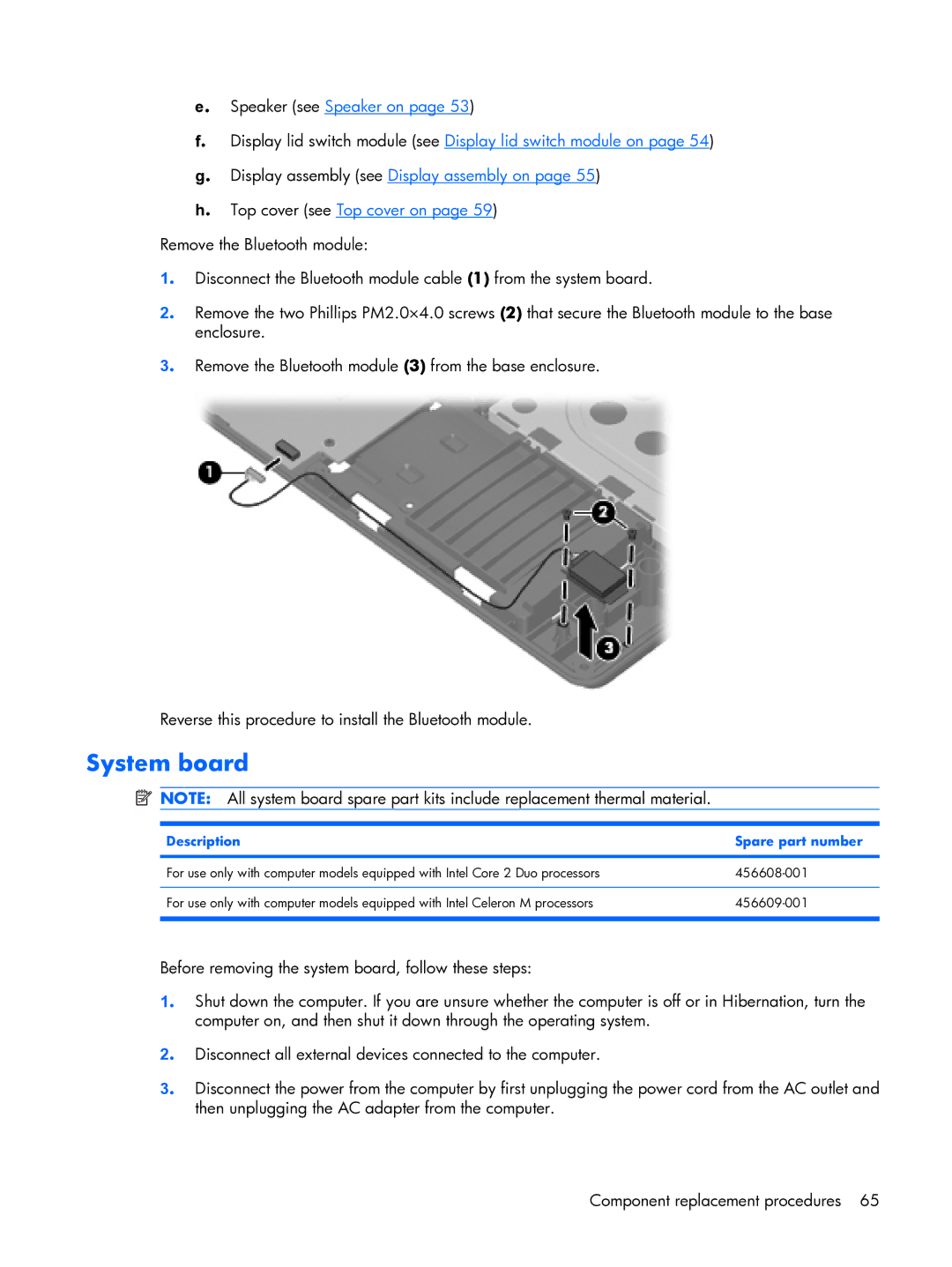 HP 6720R manual System board 