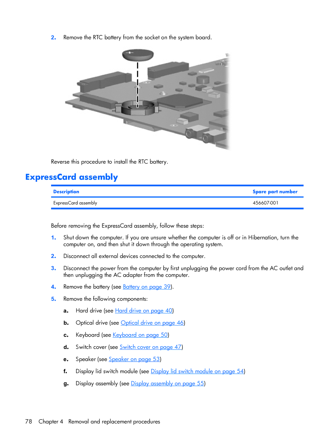 HP 6720R manual ExpressCard assembly 