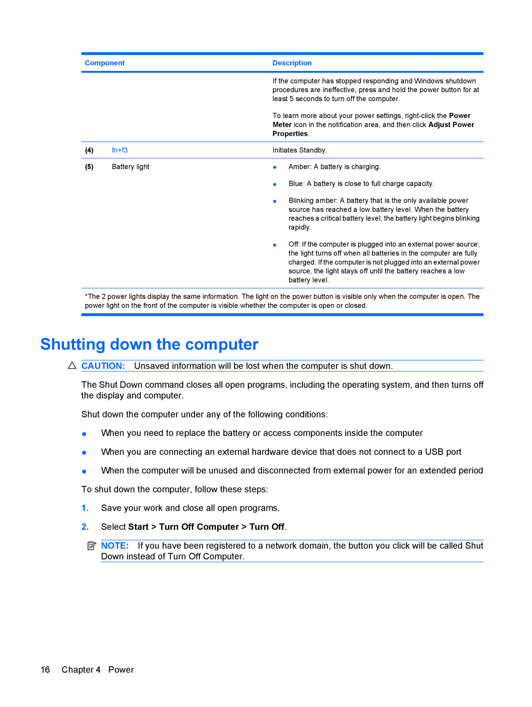 HP 6720t Mobile manual Shutting down the computer, Properties 