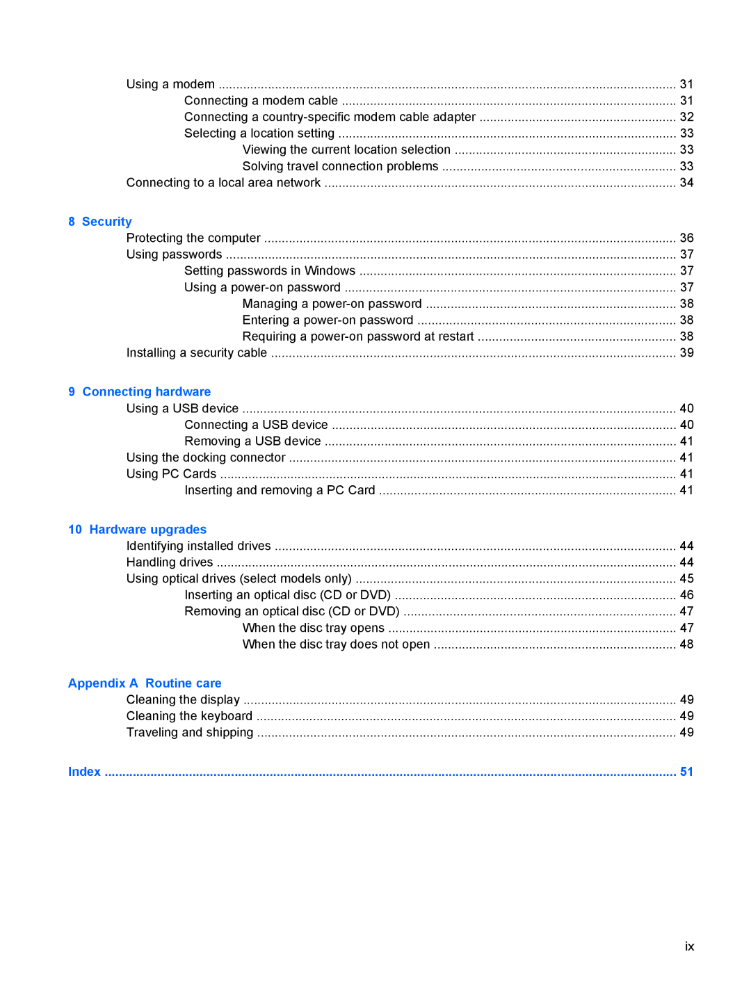 HP 6720t Mobile manual Appendix a Routine care 