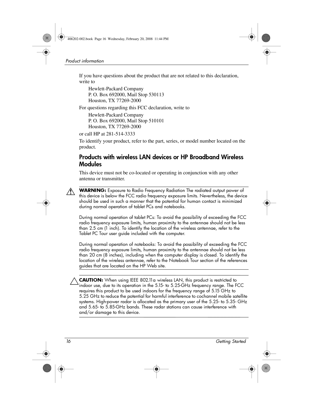 HP 6720t Mobile manual Book Page 16 Wednesday, February 20, 2008 1144 PM 