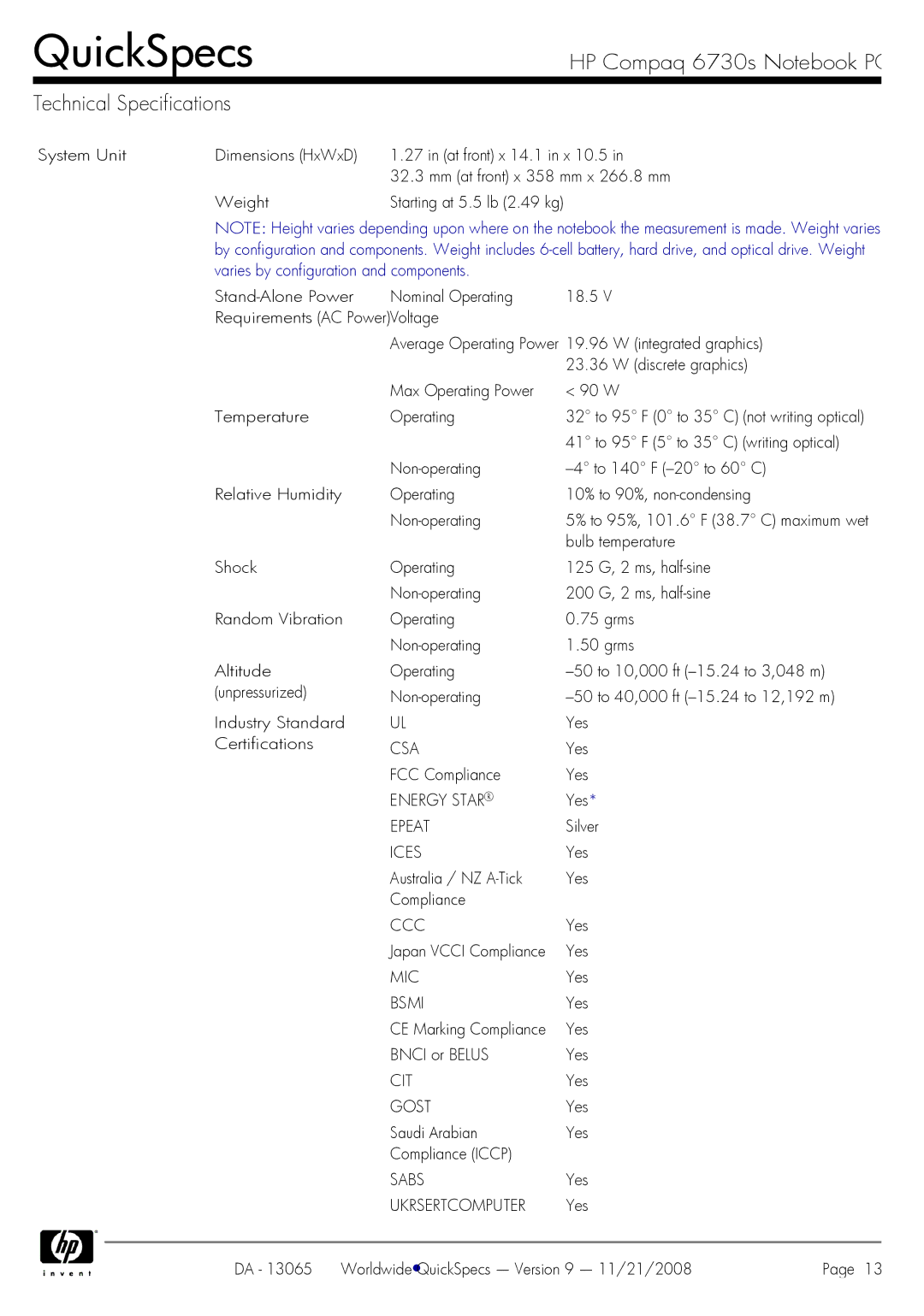 HP 6730s manual Csa, Energy Star, Epeat, Ices, Ccc, Mic, Bsmi, Cit, Gost, Sabs, Ukrsertcomputer 