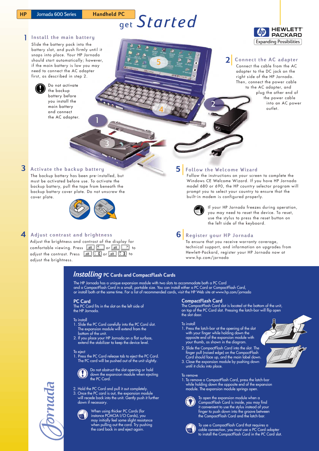 HP 690 Handheld, 680 Handheld, 680e Handheld, 688 Handheld manual Installing PC Cards and CompactFlash Cards 