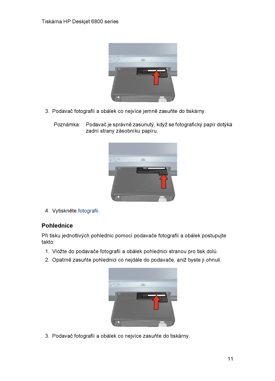 HP 6800 manual Pohlednice 