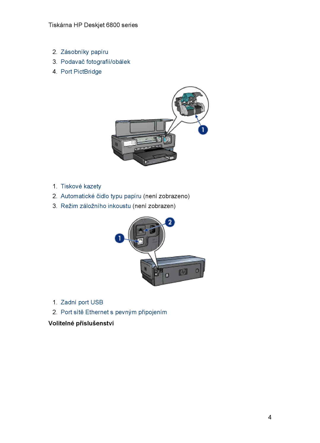 HP 6800 manual Volitelné příslušenství 