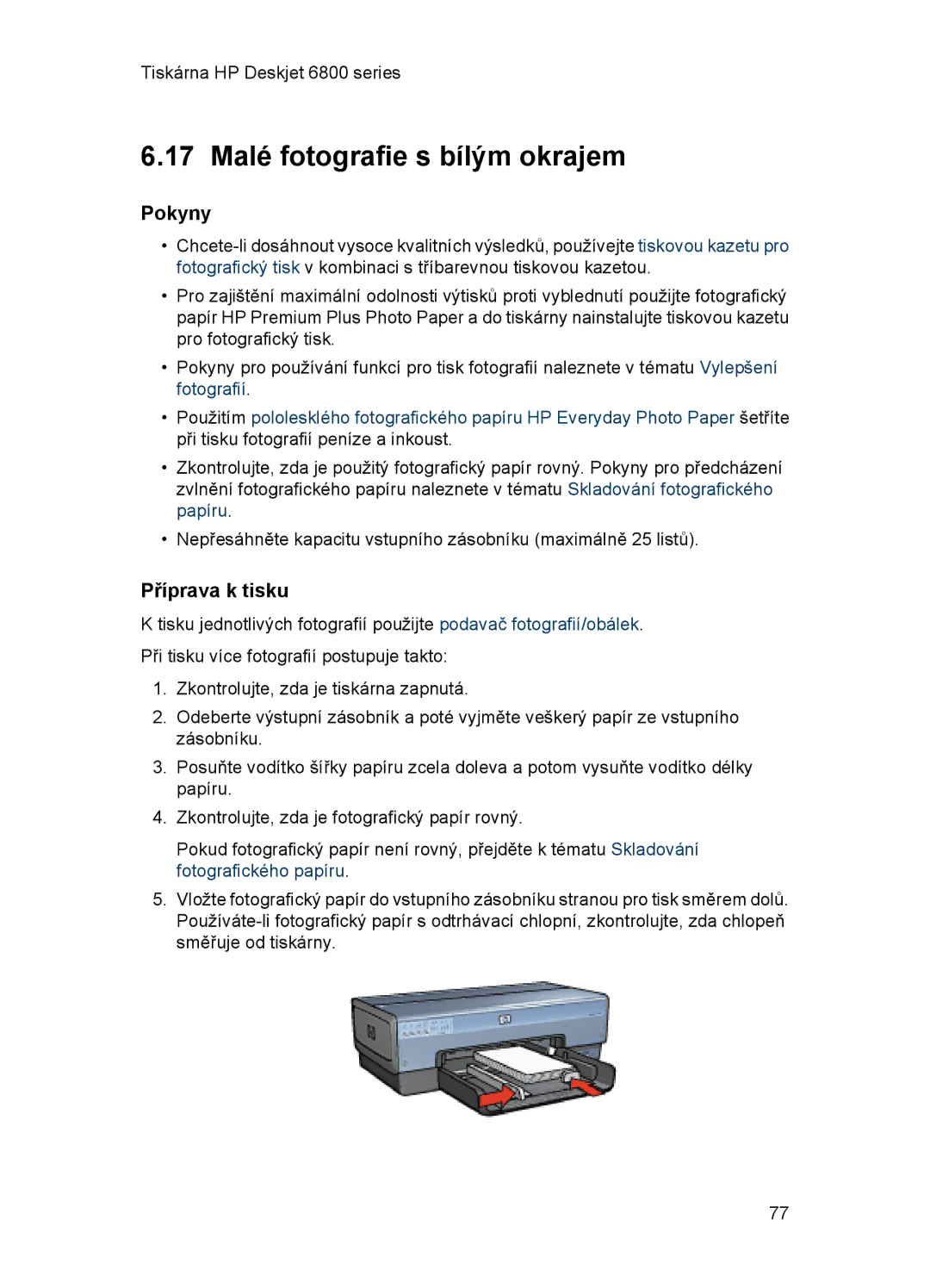 HP 6800 manual 17 Malé fotografie s bílým okrajem 