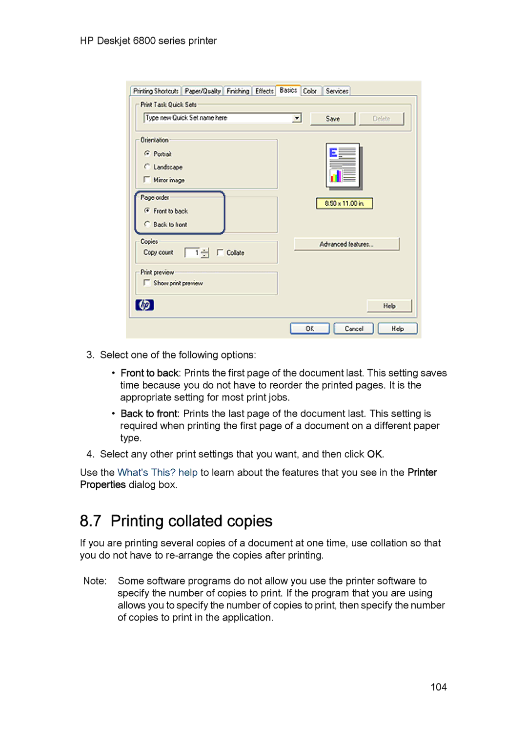 HP 6800 manual Printing collated copies 