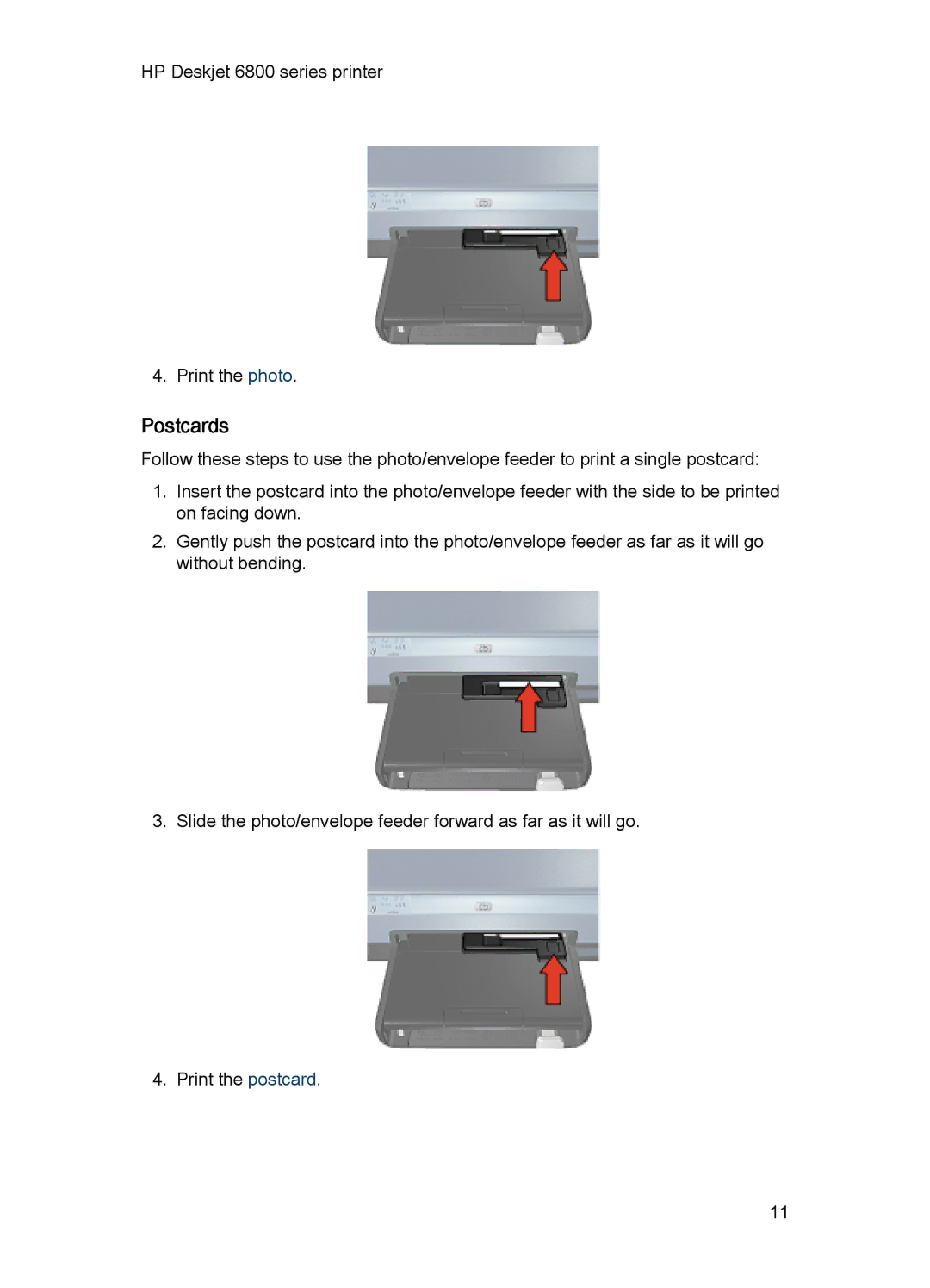 HP 6800 manual Postcards 