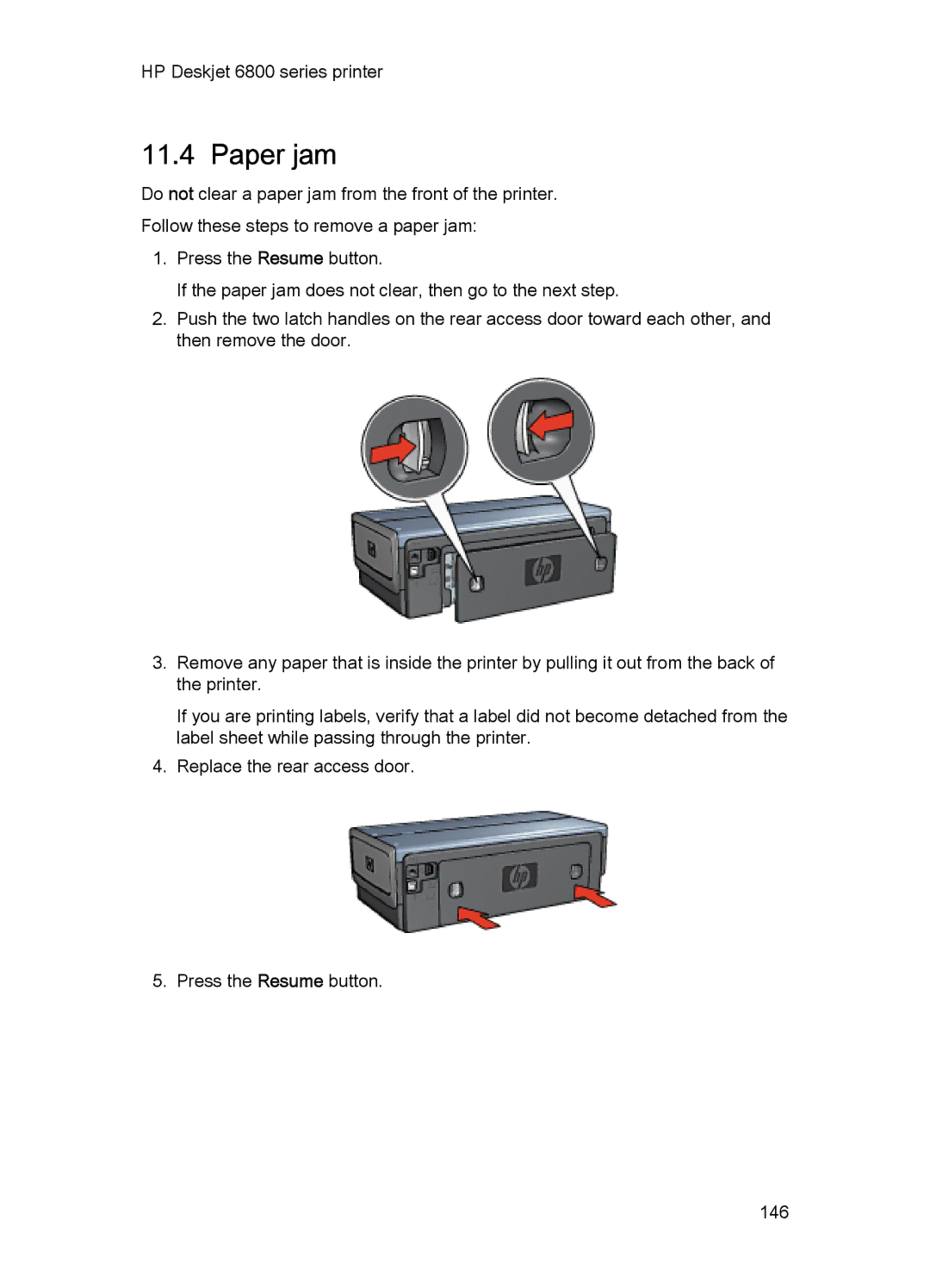 HP 6800 manual Paper jam 