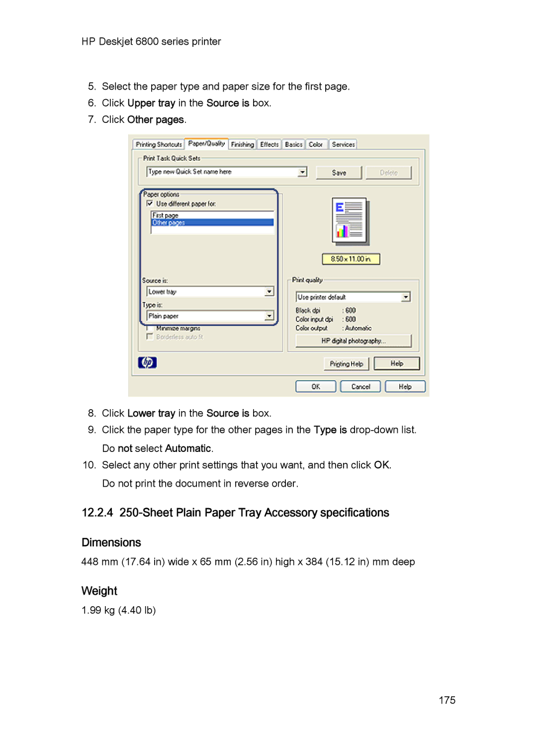 HP 6800 manual Weight 