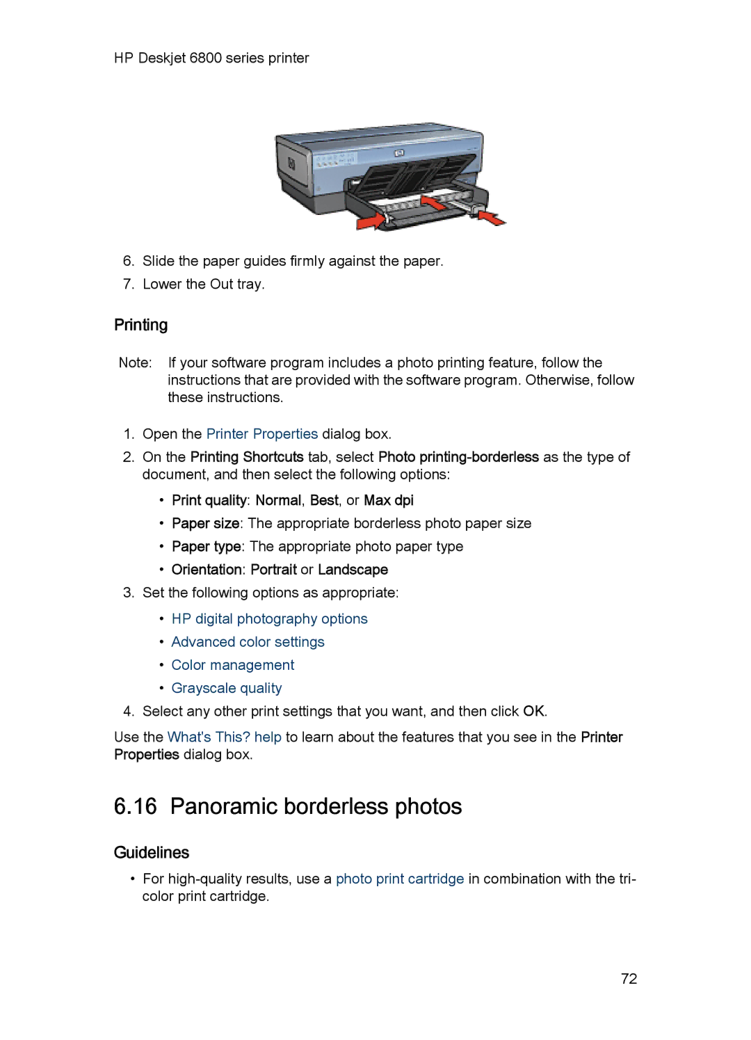 HP 6800 manual Panoramic borderless photos 