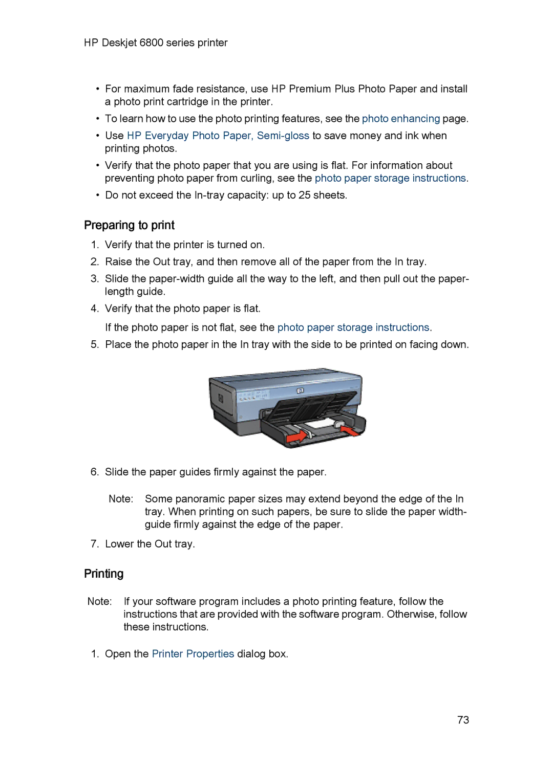 HP 6800 manual Preparing to print 