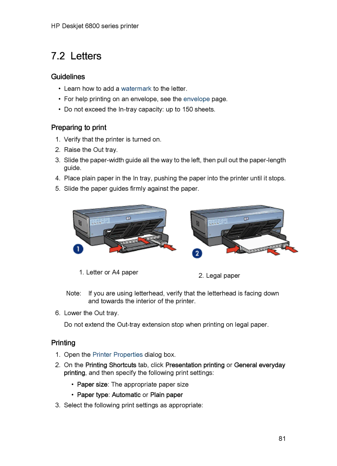 HP 6800 manual Letters 