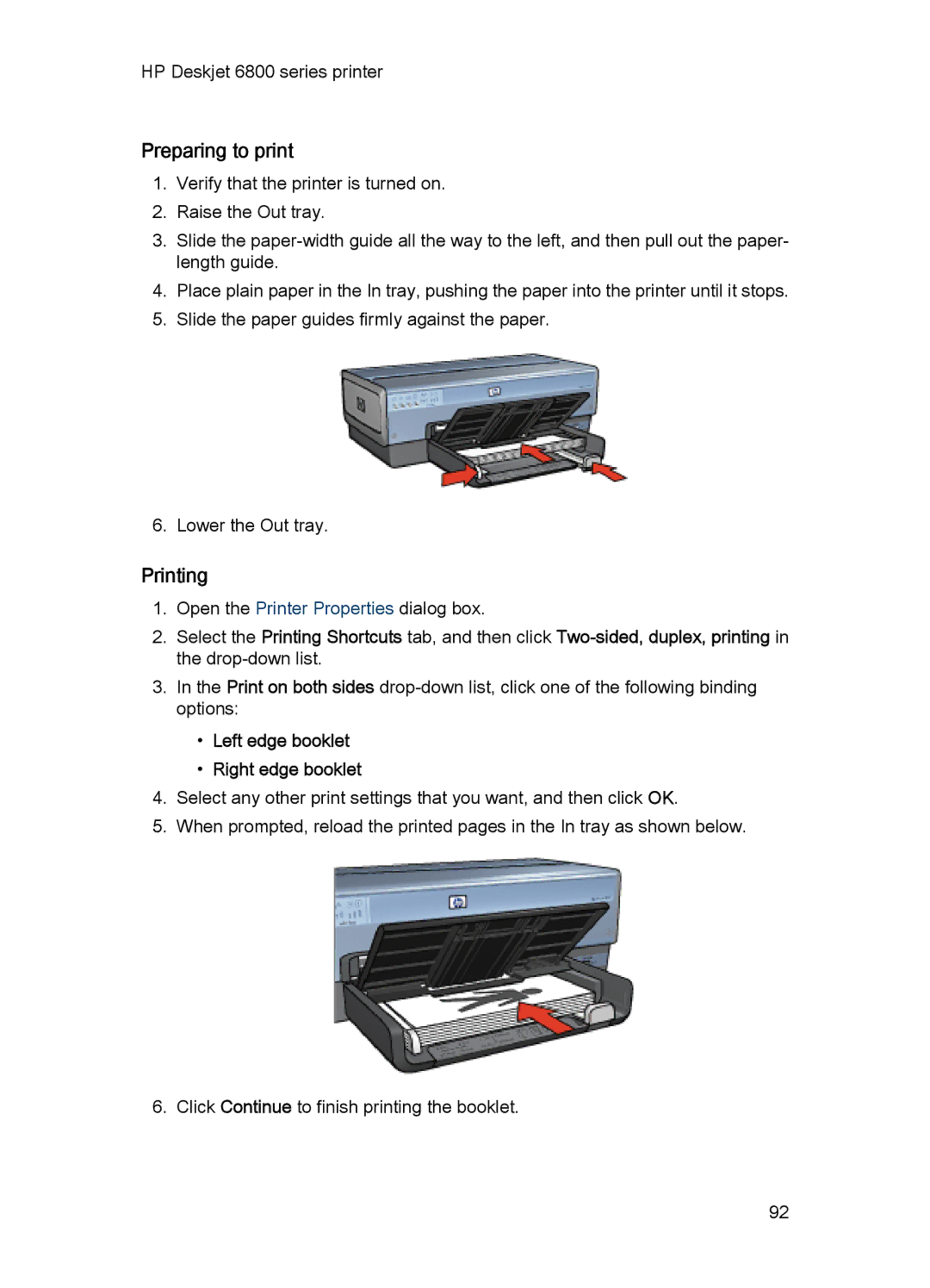 HP 6800 manual Left edge booklet Right edge booklet 