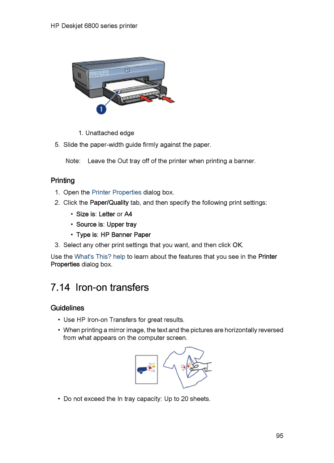 HP 6800 manual Iron-on transfers 