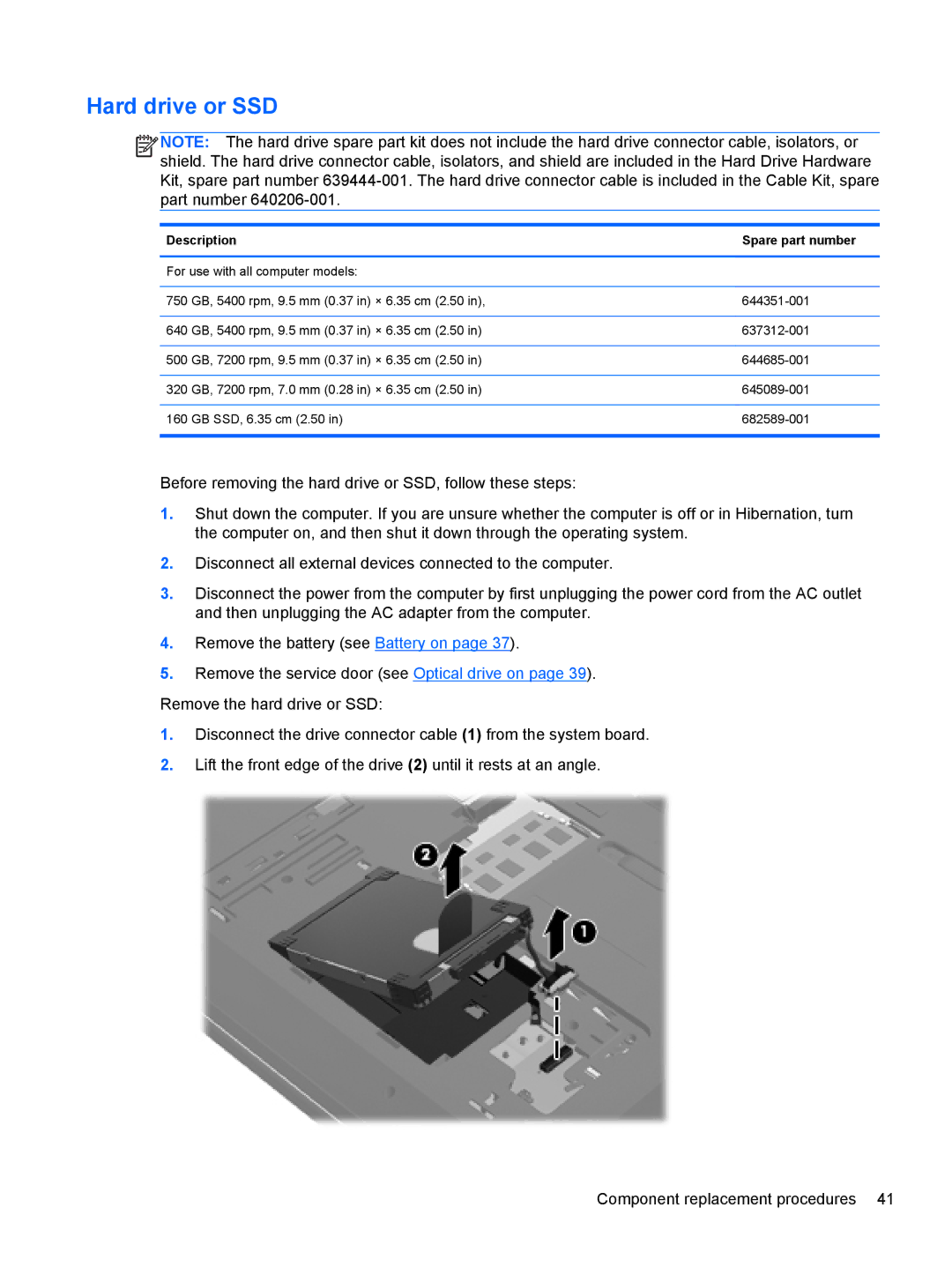 HP 680689-001 manual Hard drive or SSD 