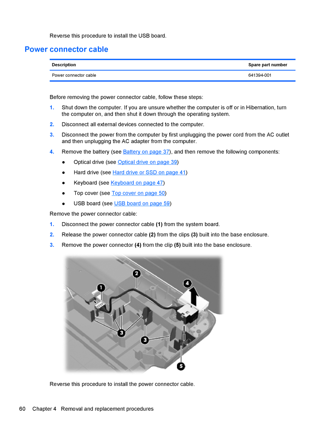 HP 680689-001 manual Power connector cable 