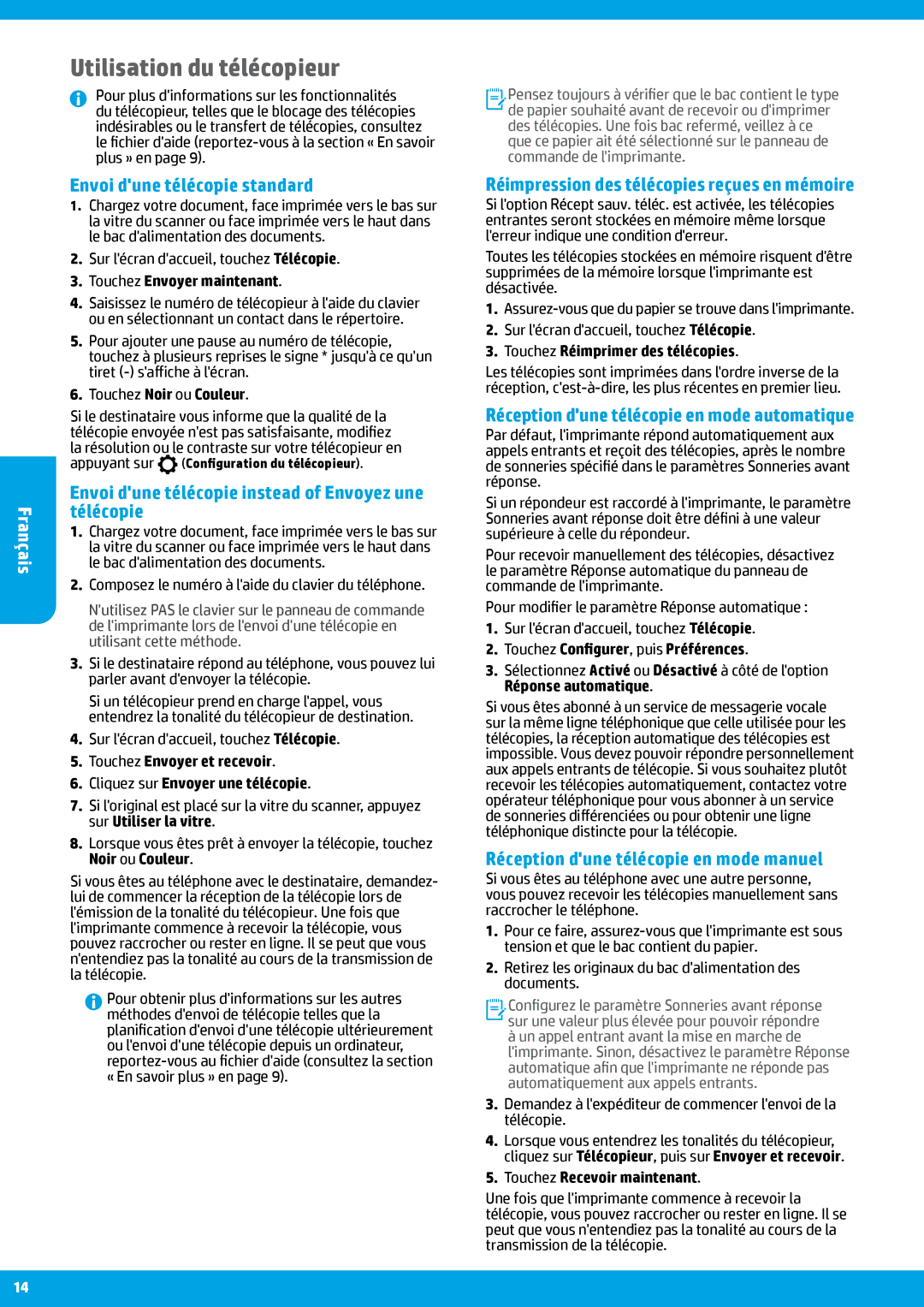 HP 6812, 6815 manual Utilisation du télécopieur 