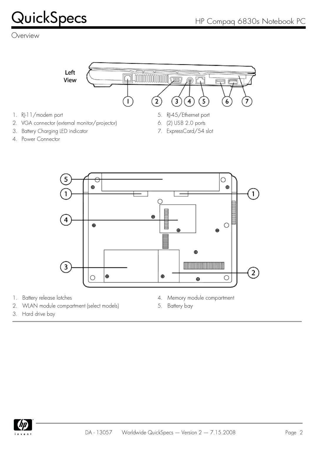 HP 6830s manual ExpressCard/54 slot 