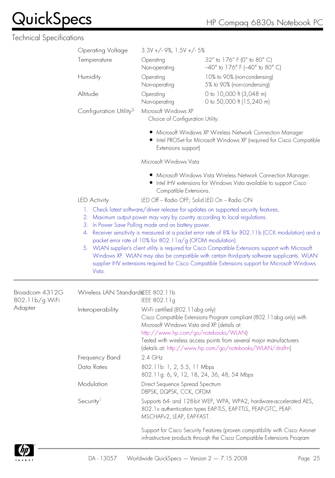 HP 6830s manual DBPSK, DQPSK, CCK, Ofdm, Security1 