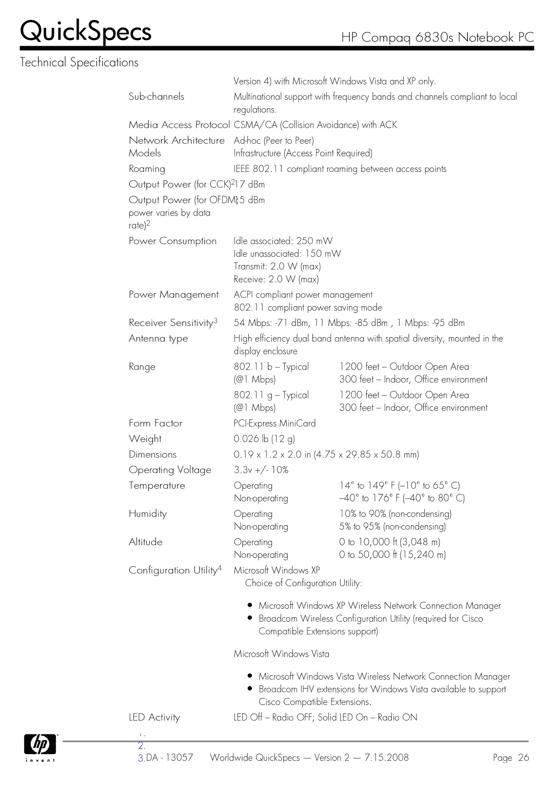 HP 6830s manual QuickSpecs 