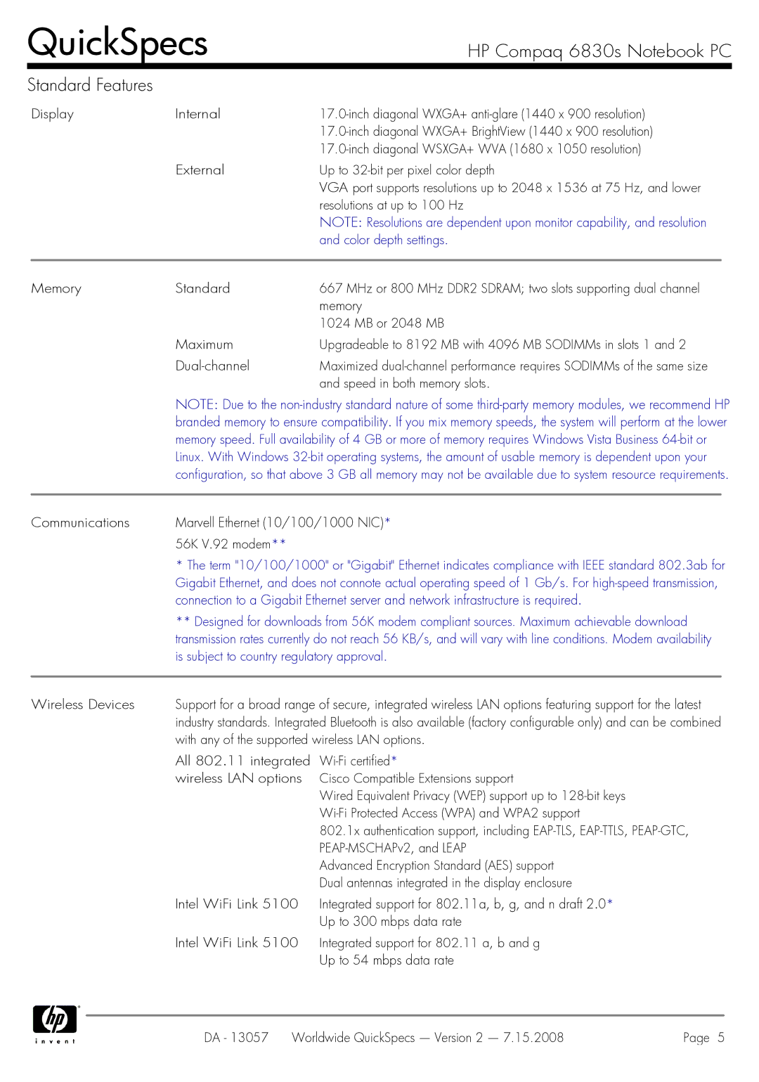 HP 6830s manual Speed in both memory slots, With any of the supported wireless LAN options, PEAP-MSCHAPv2, and Leap 