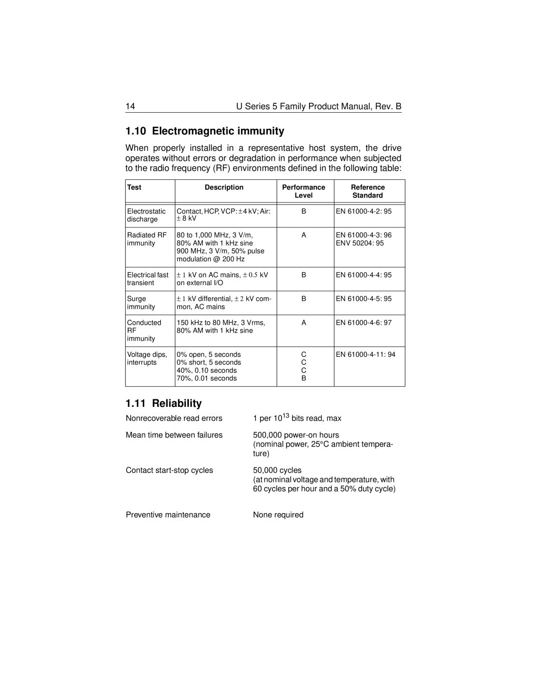 HP 6738 (US), 6831 (LA), 8829 (LA), 8822 (LA) manual Electromagnetic immunity, Reliability 