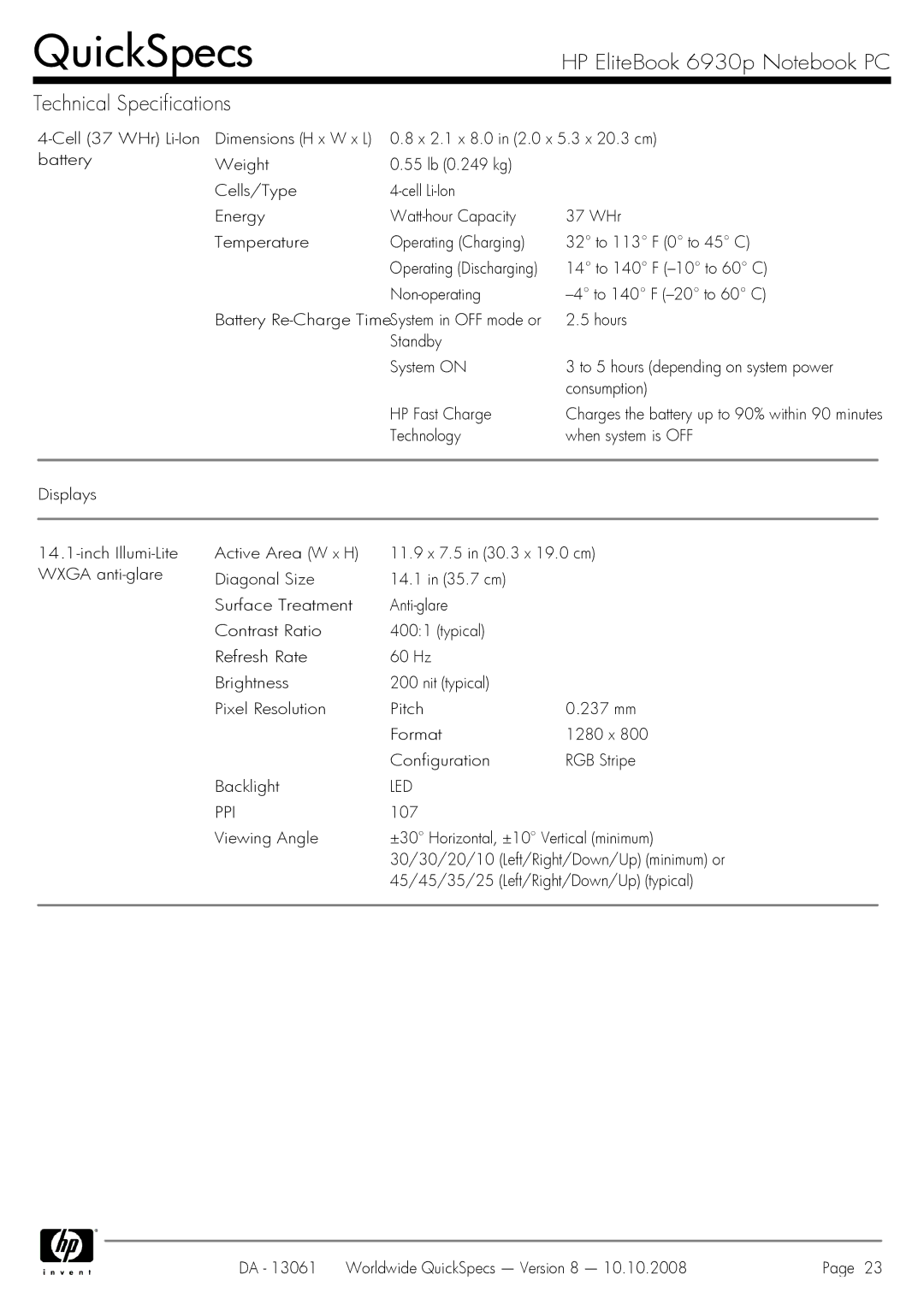 HP 6930p manual Led Ppi 