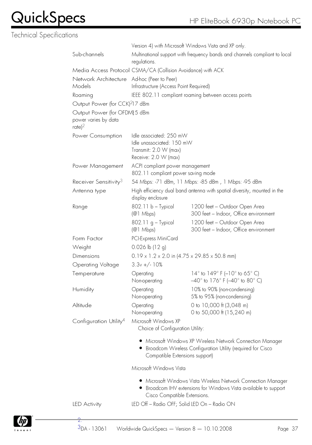 HP 6930p manual Broadcom Wireless Configuration Utility required for Cisco 