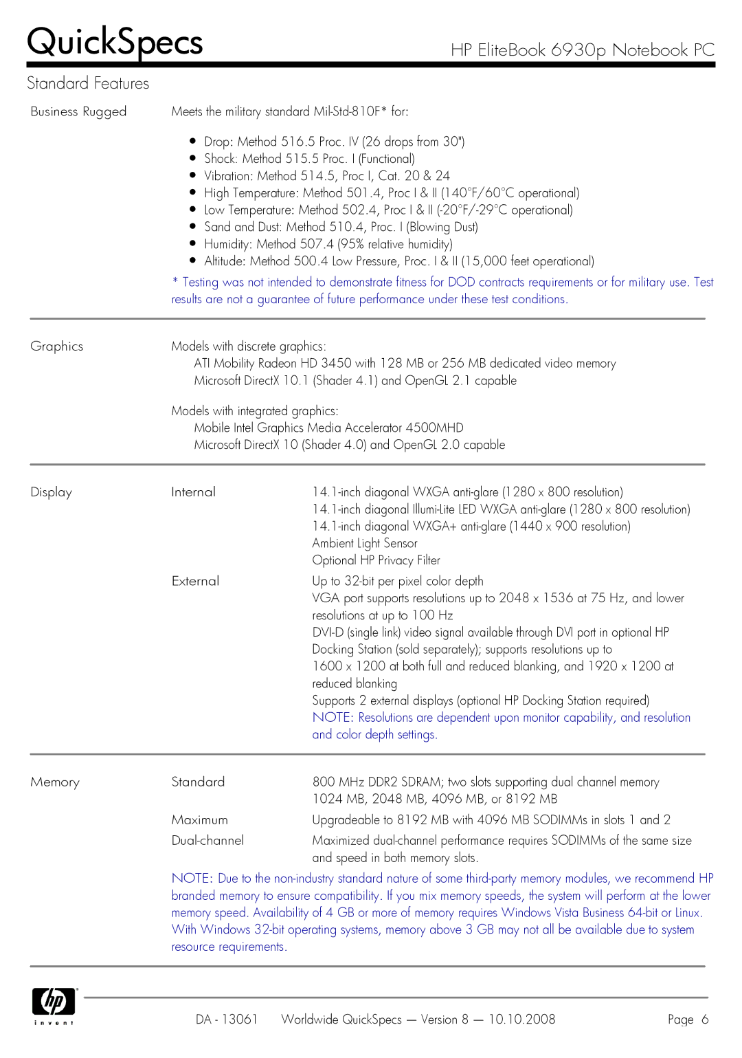 HP 6930p manual Color depth settings 