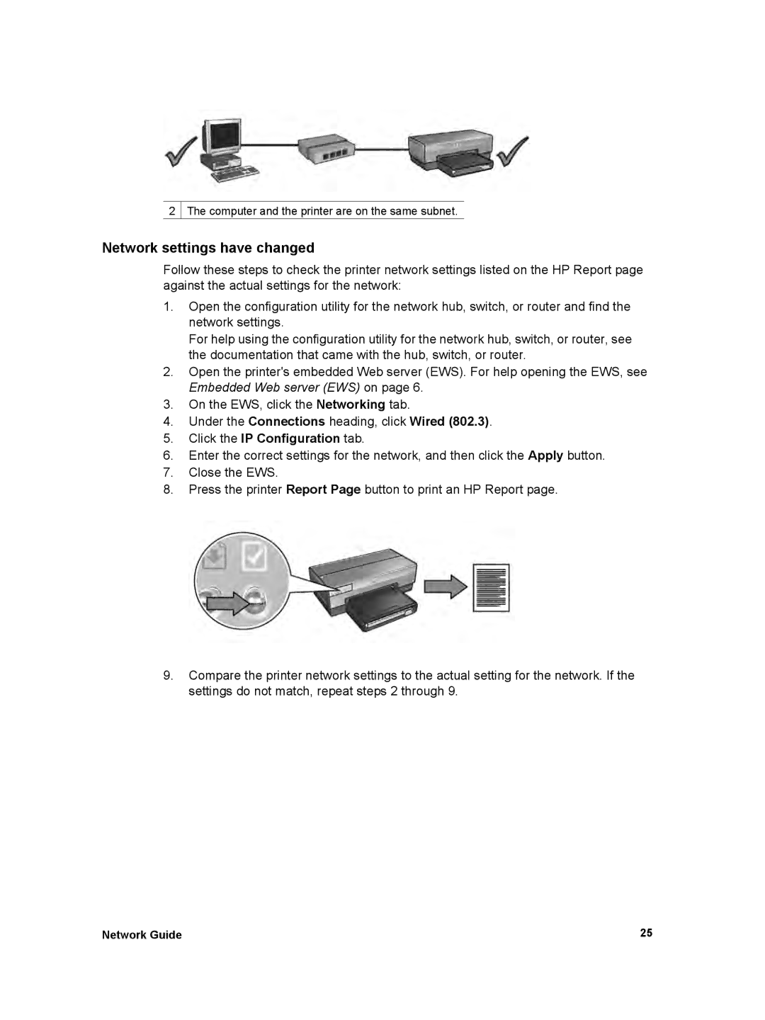 HP 6980 manual Network settings have changed, Click the IP Configuration tab 