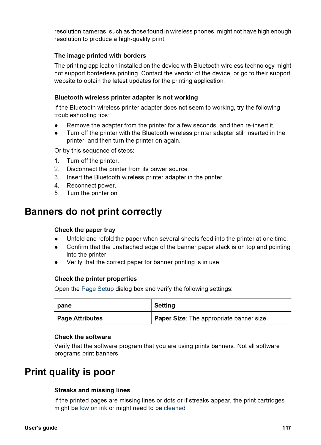 HP 6980 manual Banners do not print correctly, Print quality is poor 